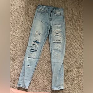 AE light jean size 4 with styled wear